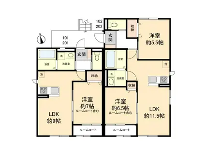 エスポワールカヤ(1LDK/2階)の間取り写真