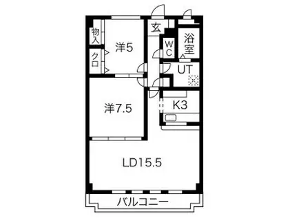 ルミナス山手(2LDK/4階)の間取り写真