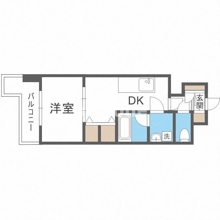BRAVI南堀江(1DK/6階)の間取り写真