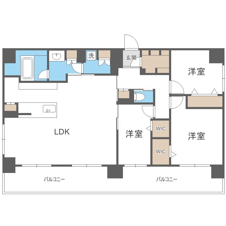 S-RESIDENCE円山鳥居前(3LDK/8階)の間取り写真