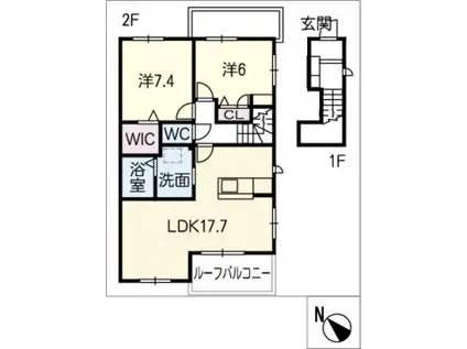 ルミエール東栄(2LDK/2階)の間取り写真