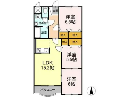 PEARL浜田(3LDK/1階)の間取り写真
