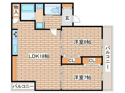 中路ビル(2LDK/3階)の間取り写真