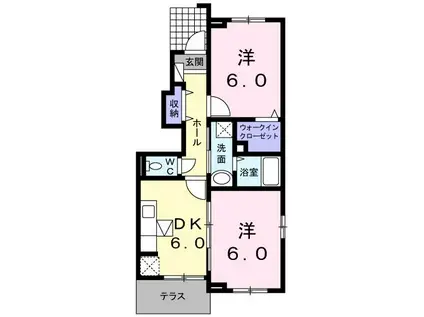 HARUKU80B(2DK/1階)の間取り写真