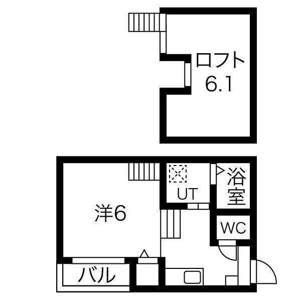 グリーンリーフ名城清水(1K/1階)の間取り写真