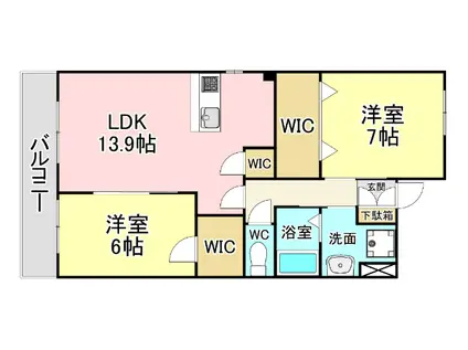 ウィッチ ヘーゼル(2LDK/4階)の間取り写真