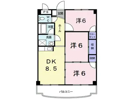 キャッスルエミネント(3DK/6階)の間取り写真