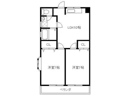 センチュリーマンション(2LDK/1階)の間取り写真
