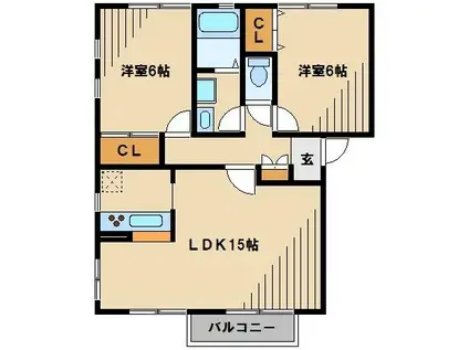 ファインコート(2LDK/2階)の間取り写真