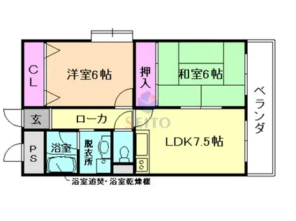 阪急曽根ユーリプラザII(2DK/6階)の間取り写真