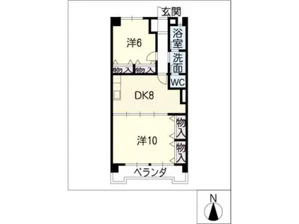 サンパティーク小碓(2DK/2階)の間取り写真