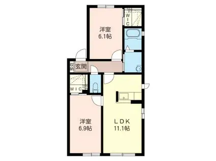 ブリーズコート(2LDK/1階)の間取り写真