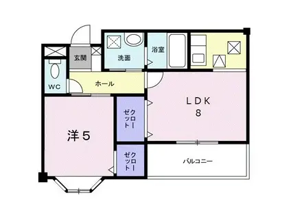 パレ・ニューみやの(1LDK/1階)の間取り写真