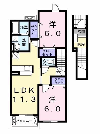 ビュー テラス(2LDK/2階)の間取り写真