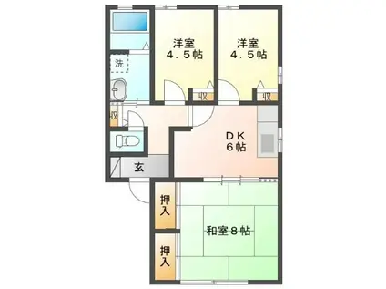 ディアス クボ B(3DK/1階)の間取り写真