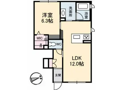 ネクストN(1LDK/1階)の間取り写真
