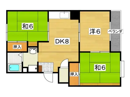 ハピネス西口II(3DK/3階)の間取り写真