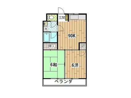 チエコビル(2DK/1階)の間取り写真