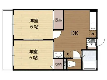 シティハイム真舟(2DK/2階)の間取り写真