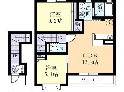グランシャリオC(2LDK/2階)の間取り写真