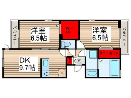 パレドールモア(2DK/1階)の間取り写真