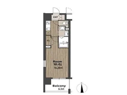 KATURA高崎(1K/3階)の間取り写真