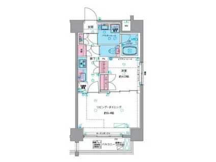 GENOVIA浅草VISKYGARDEN(1LDK/4階)の間取り写真