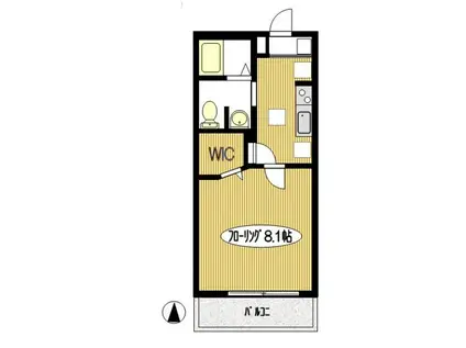 サザンクロス(1K/3階)の間取り写真