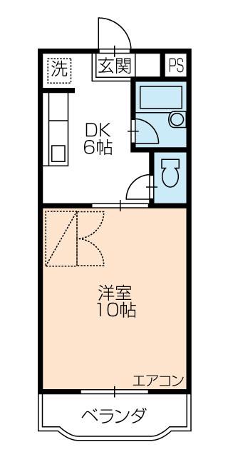 ベルデパルク(1DK/4階)の間取り写真