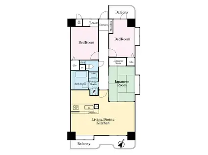 ダイアパレス水戸(3LDK/2階)の間取り写真