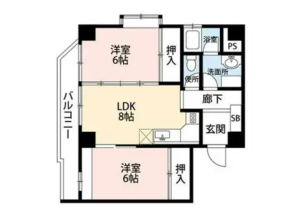 ガーデンハウス本千葉(2LDK/4階)の間取り写真