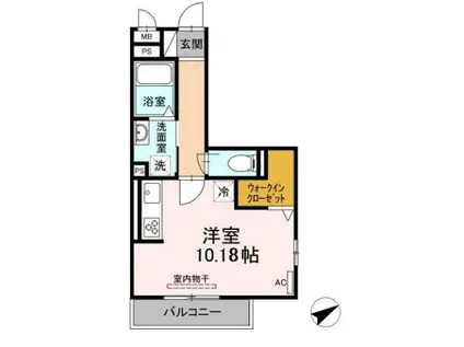 TR土井(ワンルーム/2階)の間取り写真