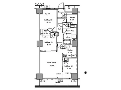 パークアクシス豊洲(3LDK/4階)の間取り写真
