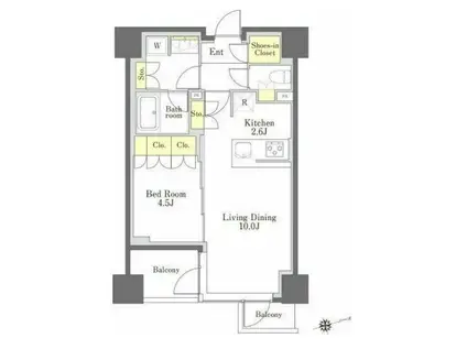 びゅうリエットグラン新宿戸山(1LDK/5階)の間取り写真