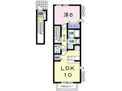 ブロッサムズ汐見(1LDK/2階)の間取り写真