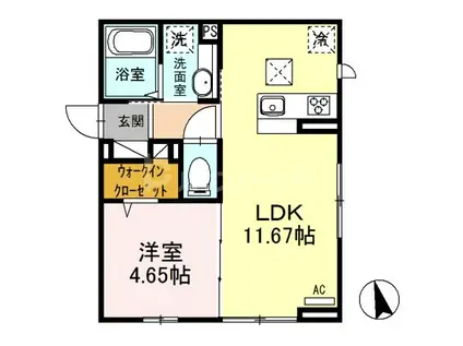 メゾン・アサヒ(1LDK/1階)の間取り写真