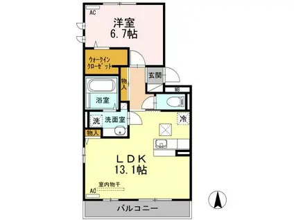 セジュールHIYORIⅡ(1LDK/1階)の間取り写真