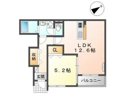 ライブリーポトス江波(1LDK/1階)の間取り写真