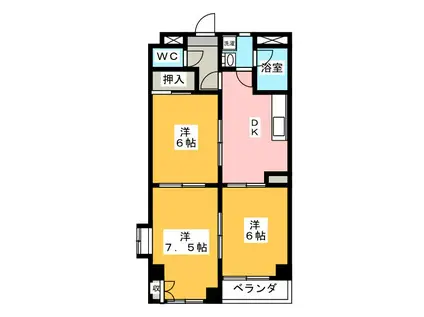 川越マンション(3DK/1階)の間取り写真
