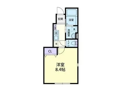 ワカバミント(1K/1階)の間取り写真