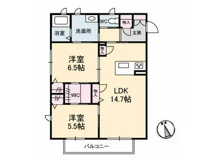 プロヌーブ矢野東(2LDK/2階)の間取り写真