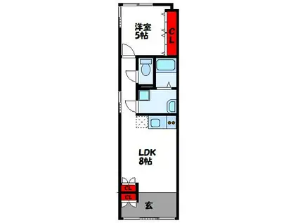 ハナミアパートメント(1LDK/1階)の間取り写真