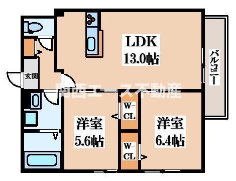 ルナメゾン(2LDK/1階)の間取り写真