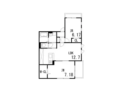 ストラッセ芦屋(2LDK/3階)の間取り写真
