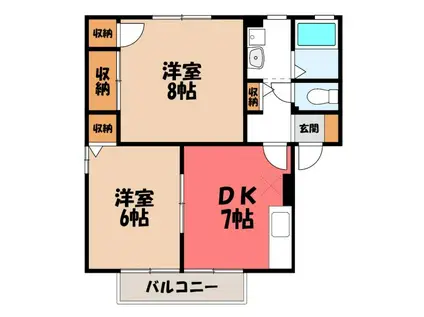 オリゾンA(2DK/1階)の間取り写真