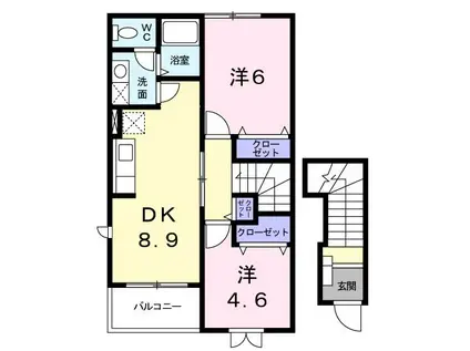 スクェア リファインドA(2DK/2階)の間取り写真