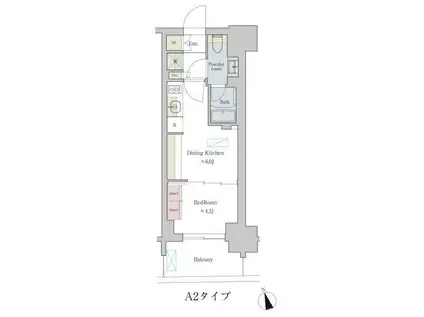 カスタリア大森II(1K/8階)の間取り写真