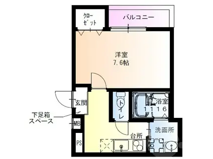 フジパレス吹田中の島公園I番館(1K/2階)の間取り写真