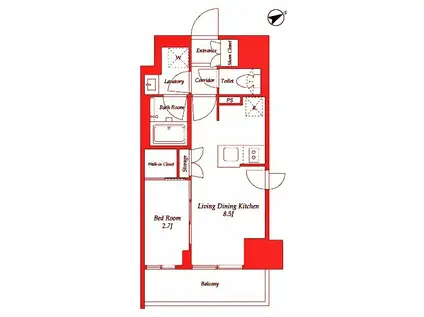 テラス横浜鶴見(1LDK/10階)の間取り写真