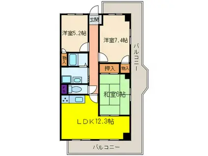 プラザ松治33(3LDK/3階)の間取り写真
